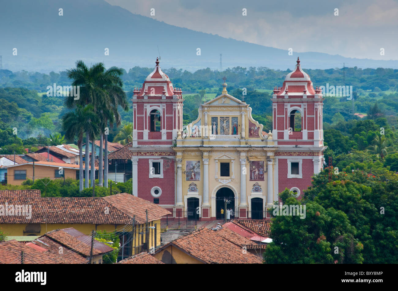 Iglesia El Calvario and view of Leon Nicaragua Stock Photo