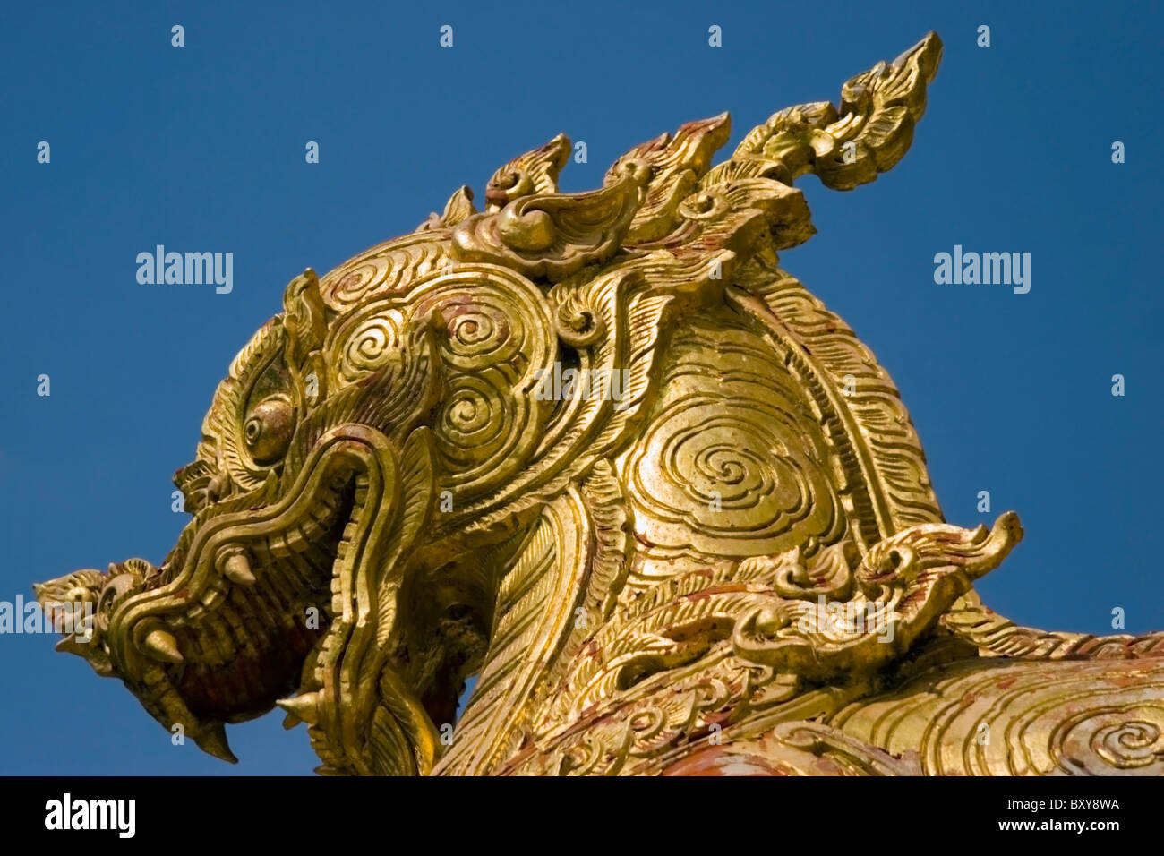 Beautiful Ancient near eastern old bronze door handle in the form of a dragon figure Sculpture