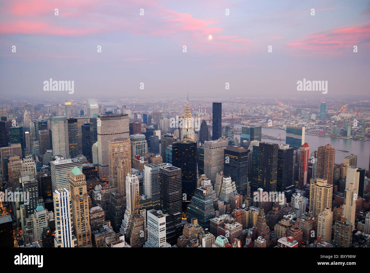 New York City aerial view with Manhattan skyline and skyscrapers Stock ...