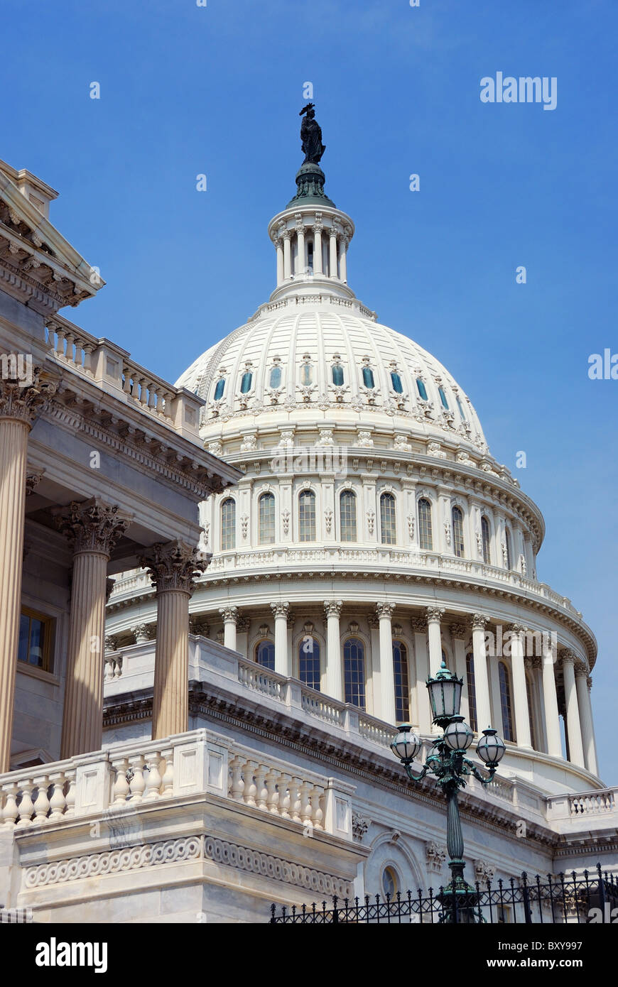 US Capitol Hill Building closeup front shot, Washington DC. Stock Photo