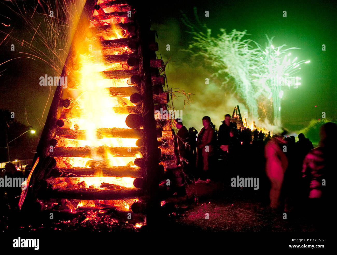 Traditional bonfire & fireworks celebration, Christmas eve on the levee