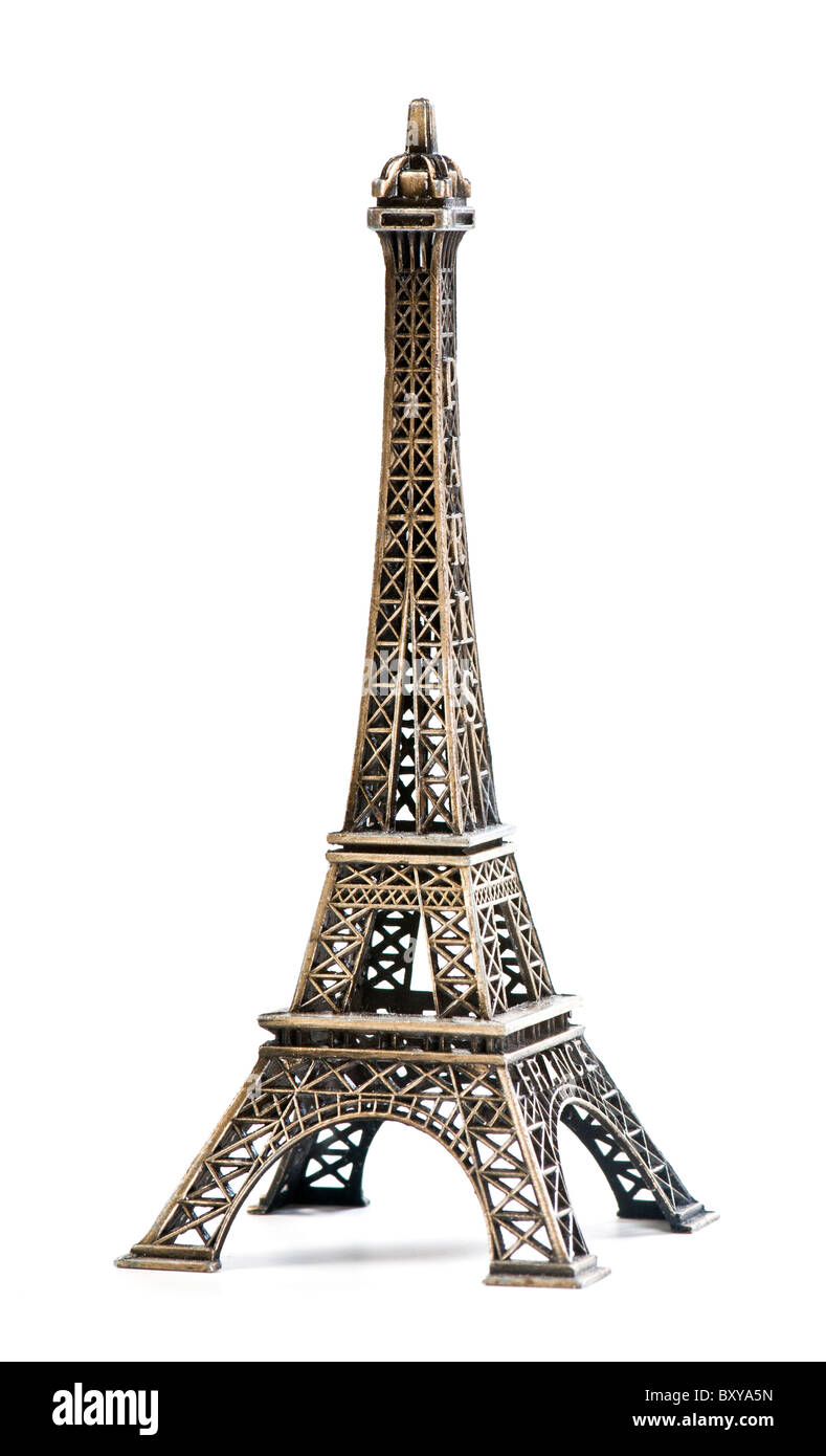 Eiffel Tower Statue, isolated on a white background Stock Photo