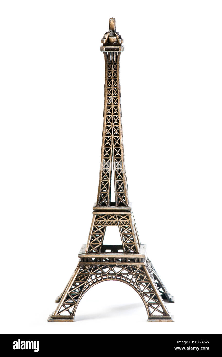 Eiffel Tower Statue, isolated on a white background Stock Photo - Alamy