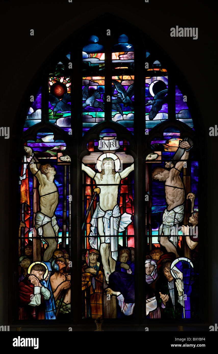 Frank Brangwyn Crucifixion window Bucklebury Stock Photo