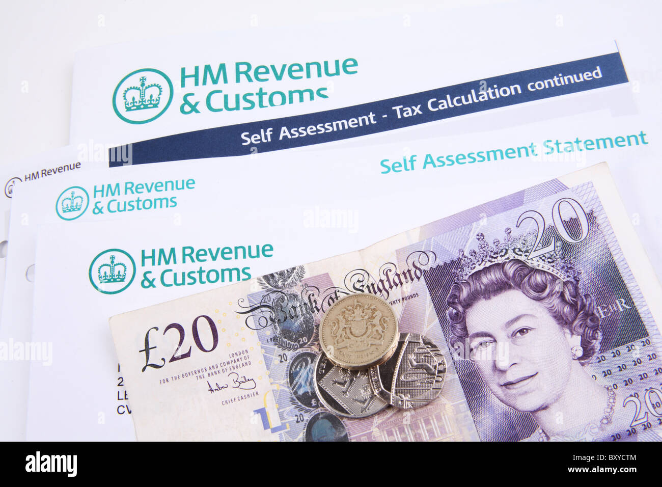 HM Revenues and Customs; Complex Tax and Self Assessment Concept Stock Photo
