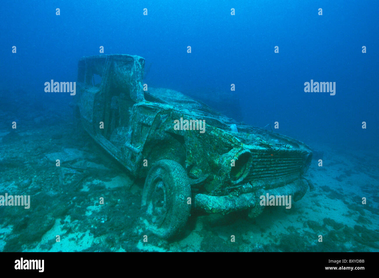 Car Wreck near Brsec, Istria, Adriatic Sea, Croatia Stock Photo