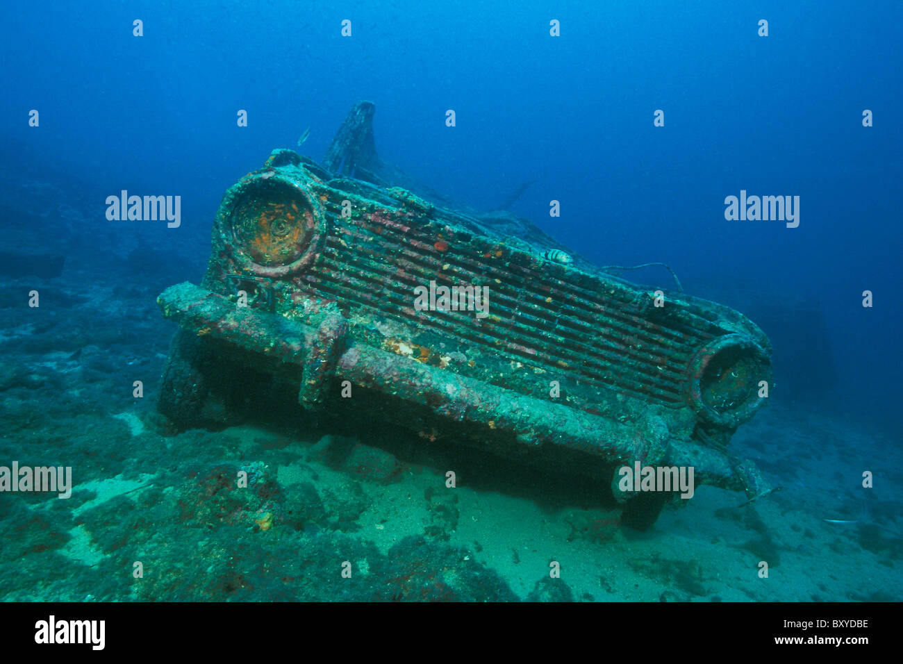 Car Wreck near Brsec, Istria, Adriatic Sea, Croatia Stock Photo