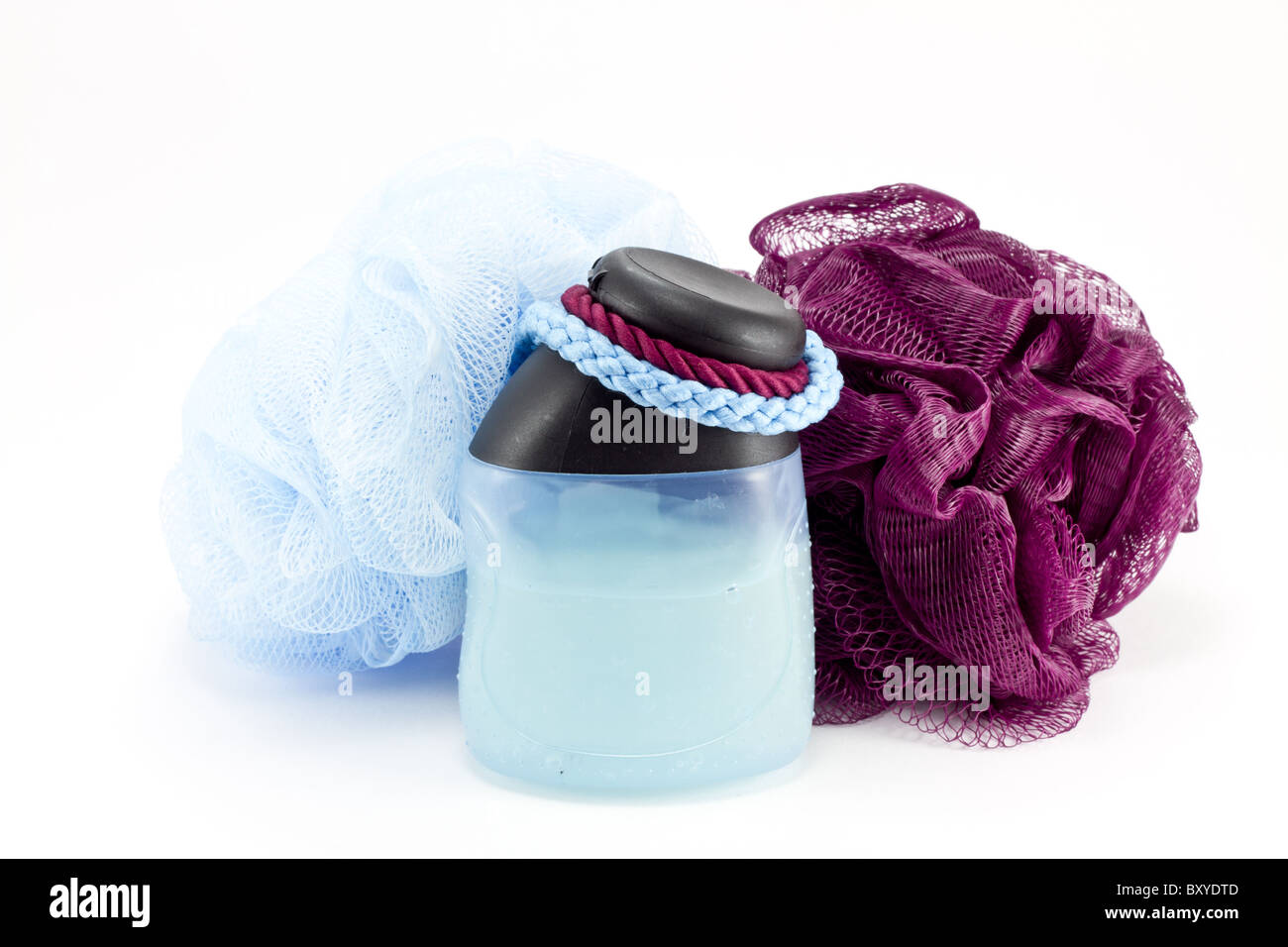 bath sponge and shower gel Stock Photo Alamy