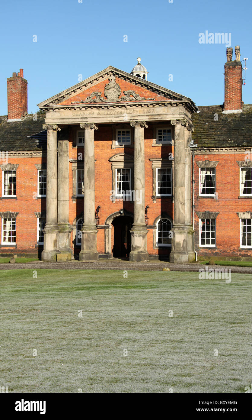 Adlington Hall & Gardens, England. The entrance portico on the