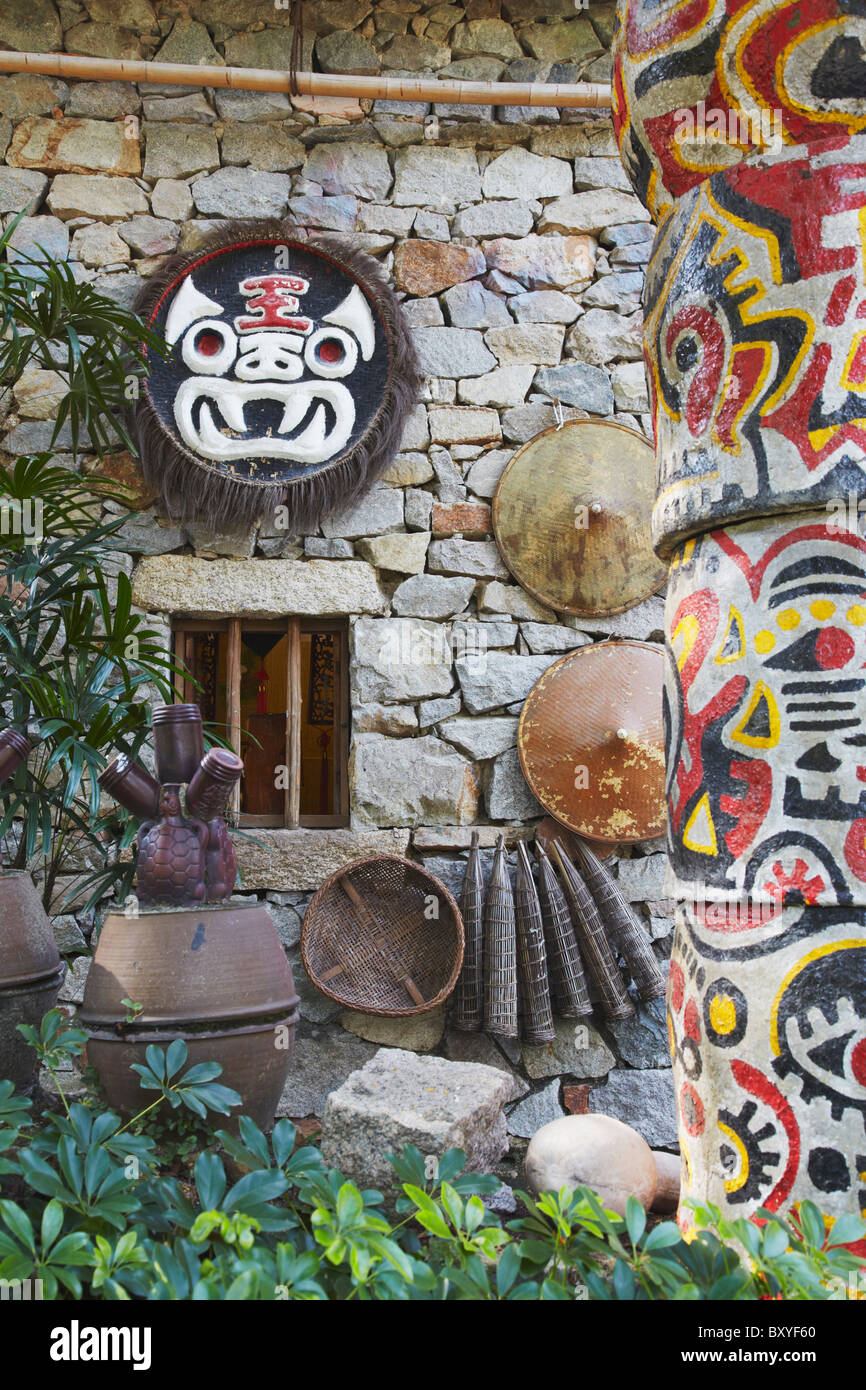 Replica of traditional house of Buyi minority at Folk Culture Village, Shenzhen, Guangdong, China Stock Photo