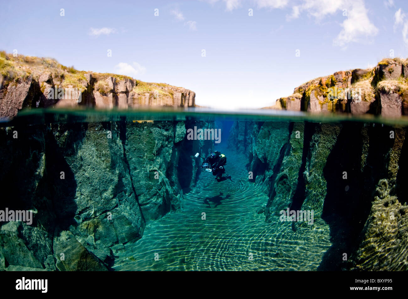 Volcanic crack Asbirgi, Akureyri, Iceland Stock Photo