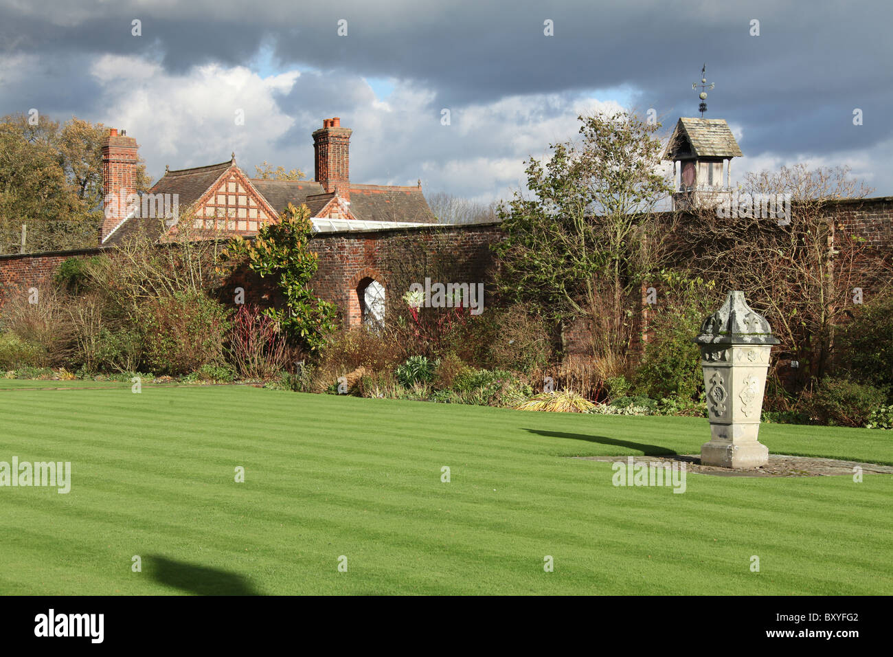 Arley Hall & Gardens, England. Autumnal view of Arley Hall’s Walled