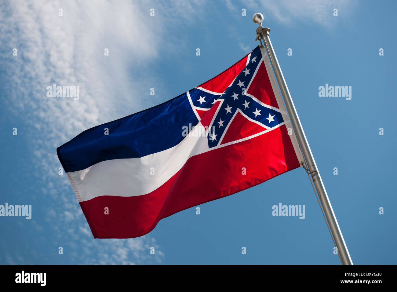 Mississippi State flag against sky Stock Photo