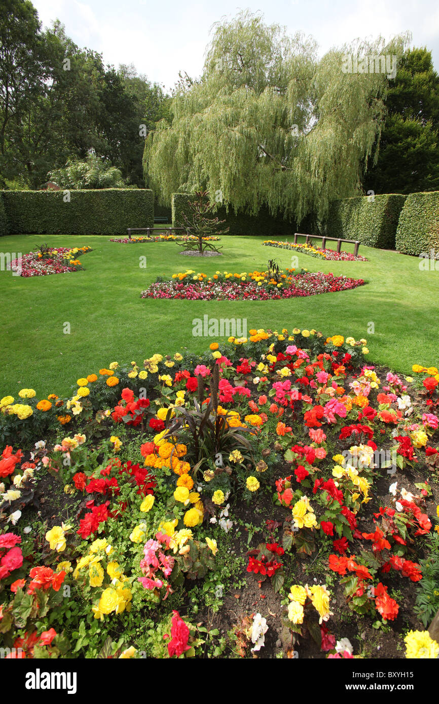 Walkden Gardens, Sale, England. Colourful summer view of Walkden