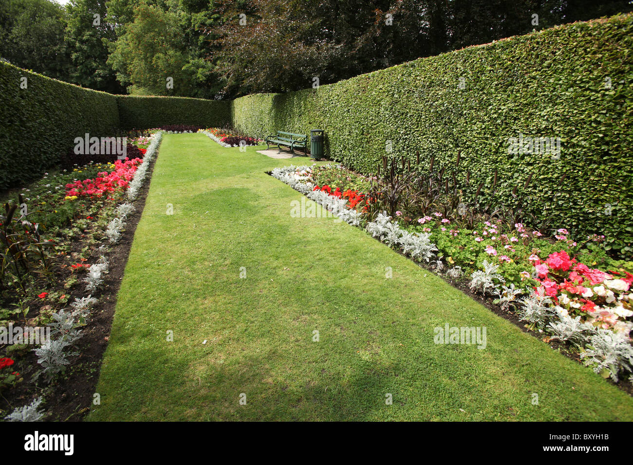 Walkden Gardens, Sale, England. Colourful summer view of Walkden
