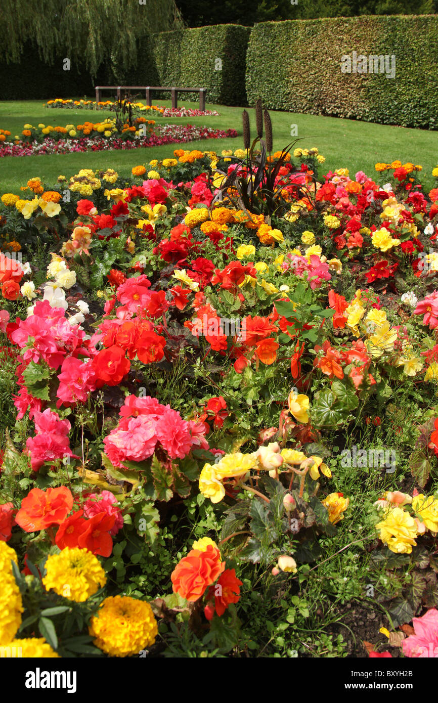 Walkden Gardens, Sale, England. Colourful summer view of Walkden