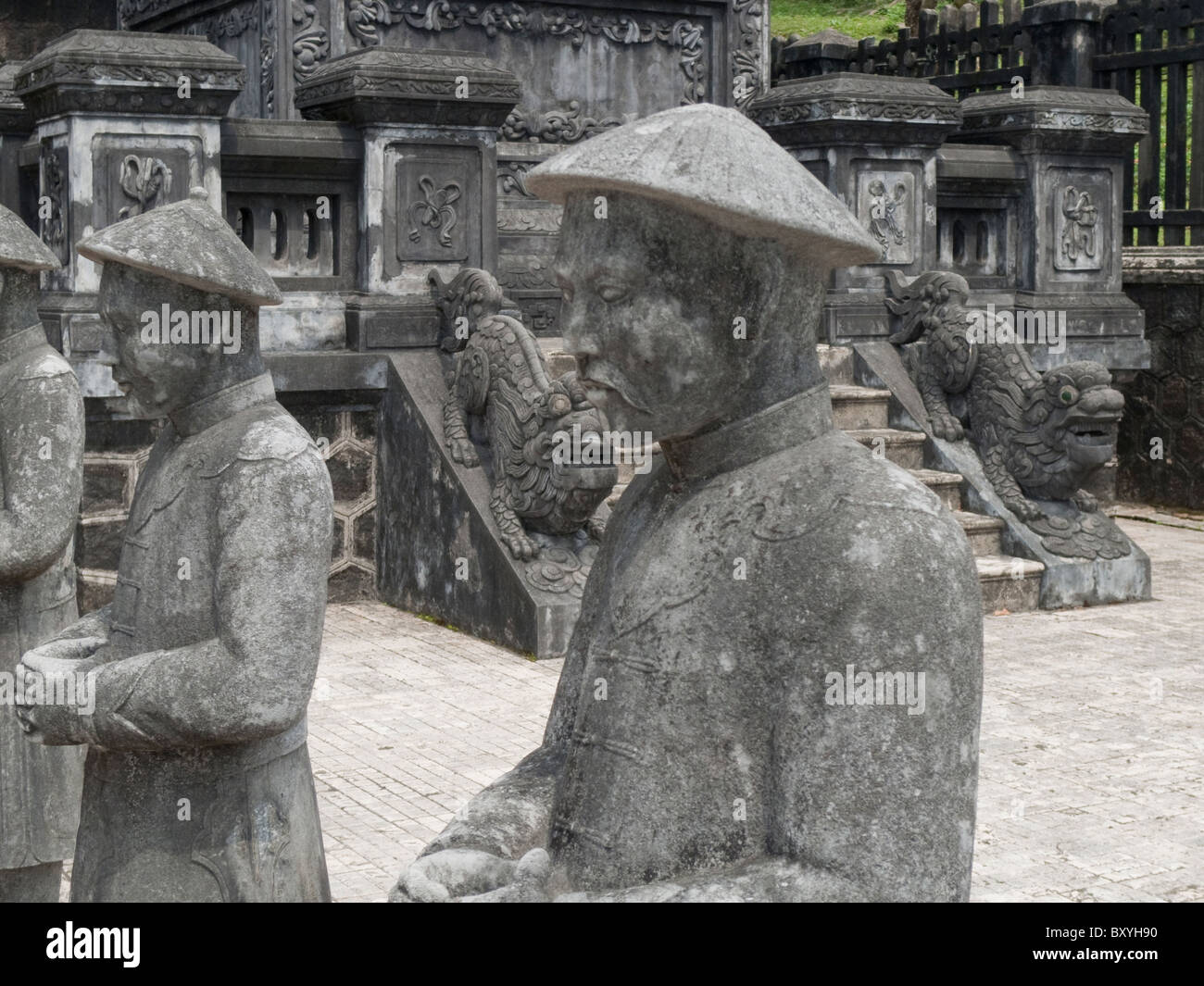 Vietnam, Hue, Khai Dinh Tomb, stone mandarin statues Stock Photo Alamy