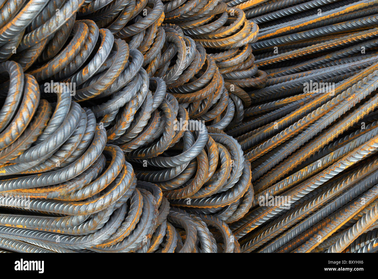 Concrete reinforcement stack steel rebar hires stock photography and