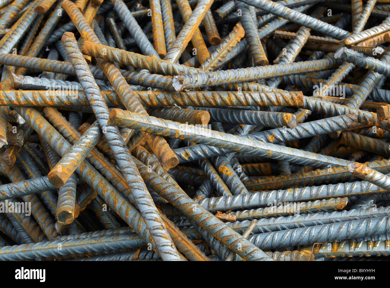 Concrete reinforcement steel rebar cut and bent chutes in skip Stock