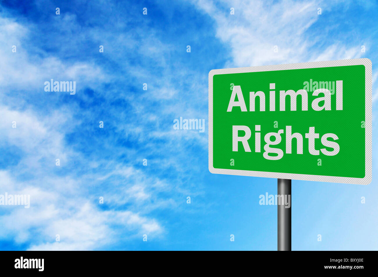 Photo realistic 'animal rights' sign, with space for text overlay Stock Photo