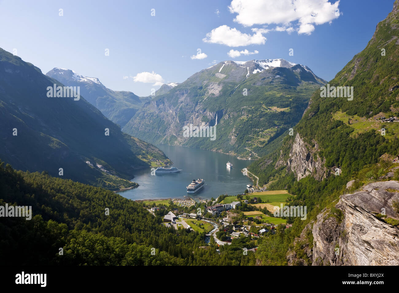 Cruise ships, Geirangerfjord, Western fjords, Norway Stock Photo