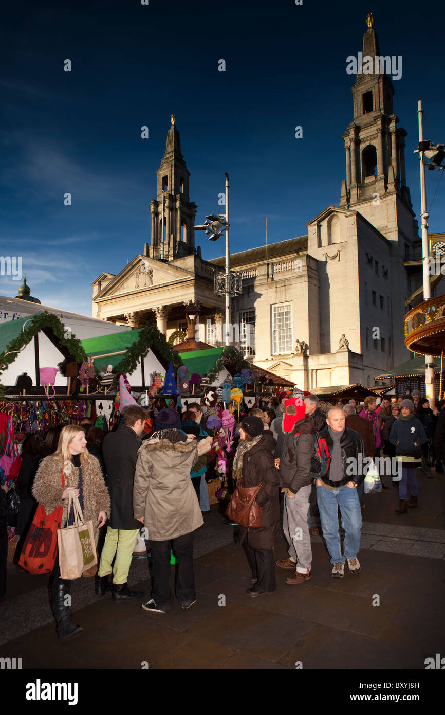 UK, England, Yorkshire, Leeds, Millennium Square, Christkindelmarkt, traditional German Xmas market Stock Photo