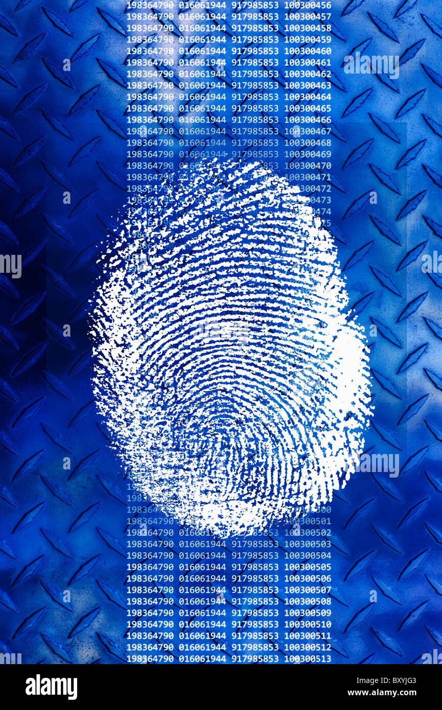 Close up of fingerprint on digital display Stock Photo