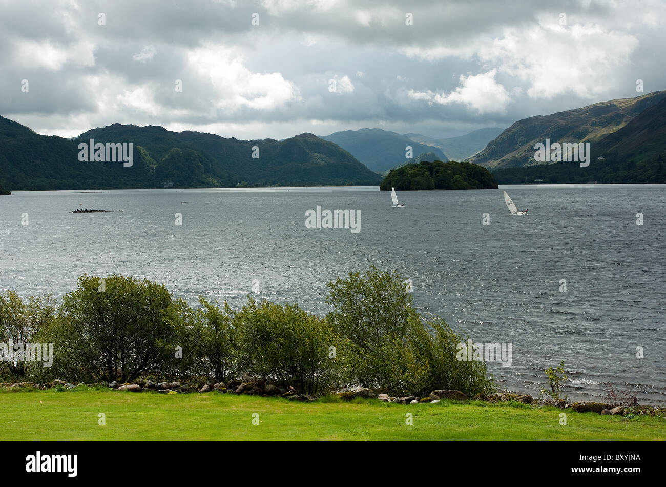 St Herbert’s Island and the peaks of Borrowdale seen from Derwent