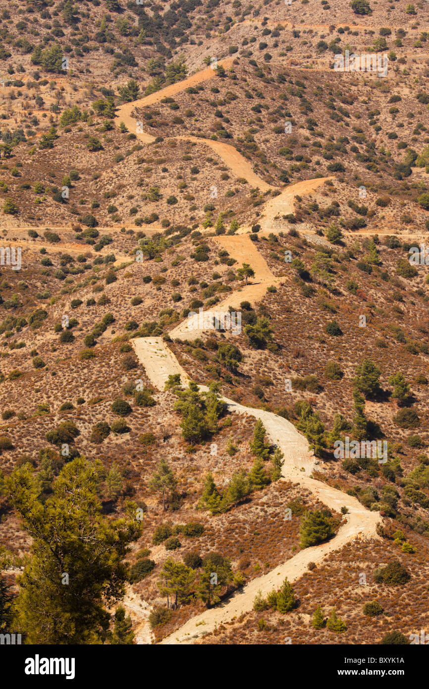 'Stairway to Heaven' Fire break, Machairas Forest, Troodos, Cyprus. Stock Photo