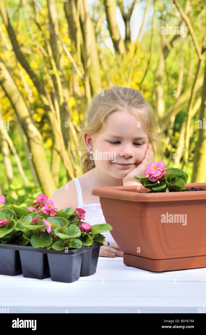 Little girl gardening Stock Photo Alamy