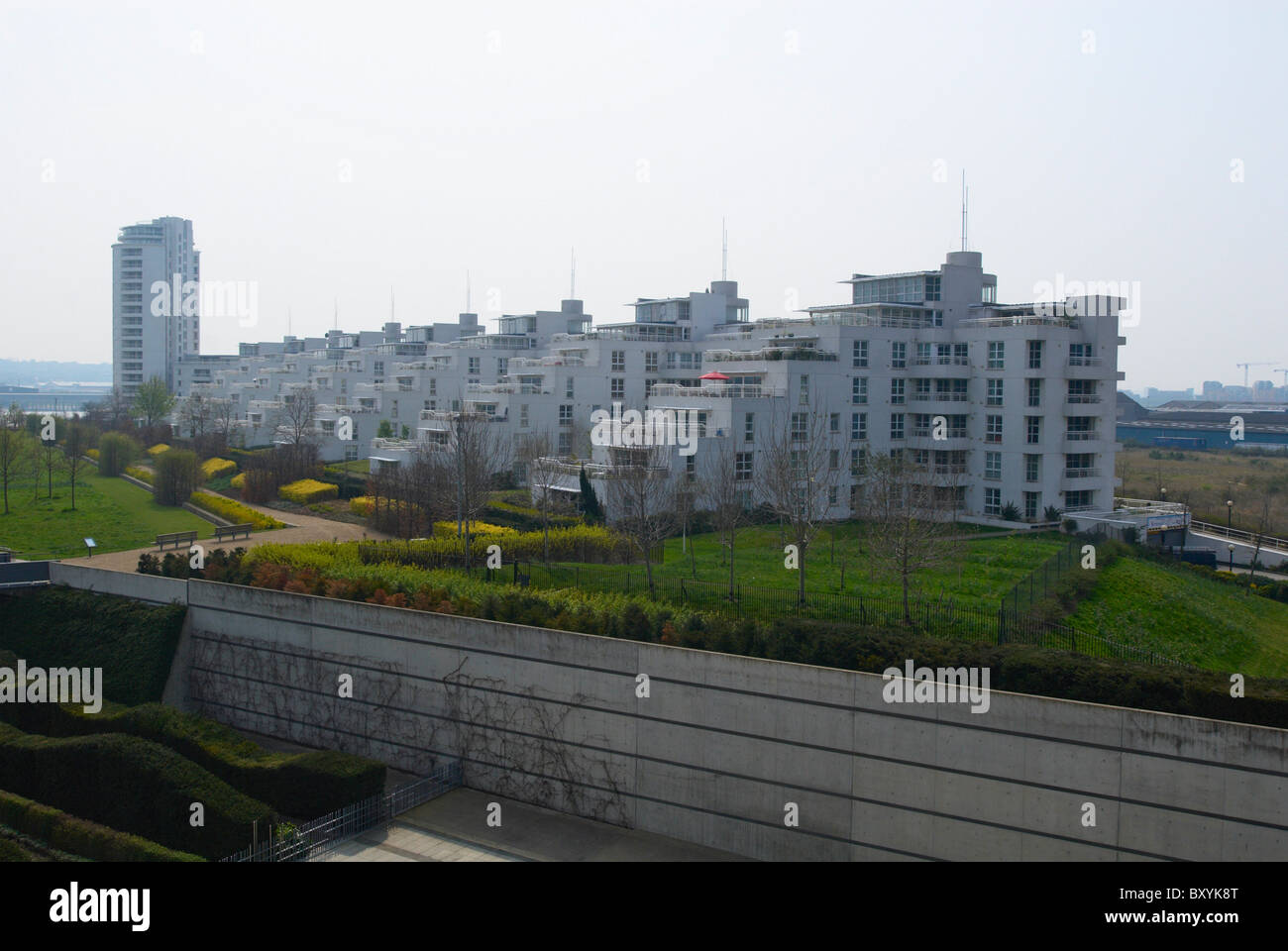 Barrier Point Apartments looking over Thames Barrier Park East London UK Stock Photo Alamy