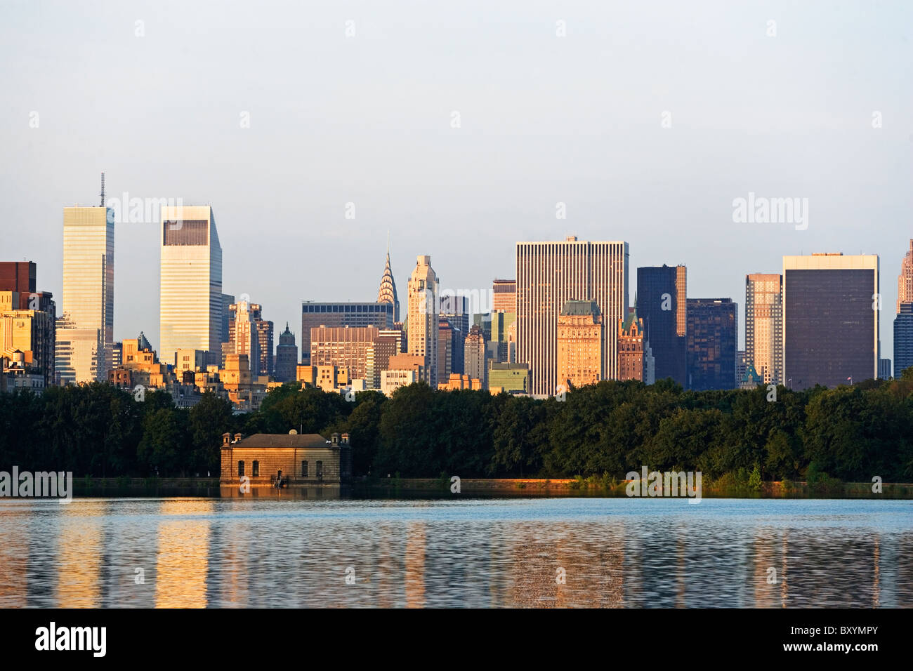 Skyline with Bloomberg Building, view from Central Park Stock Photo
