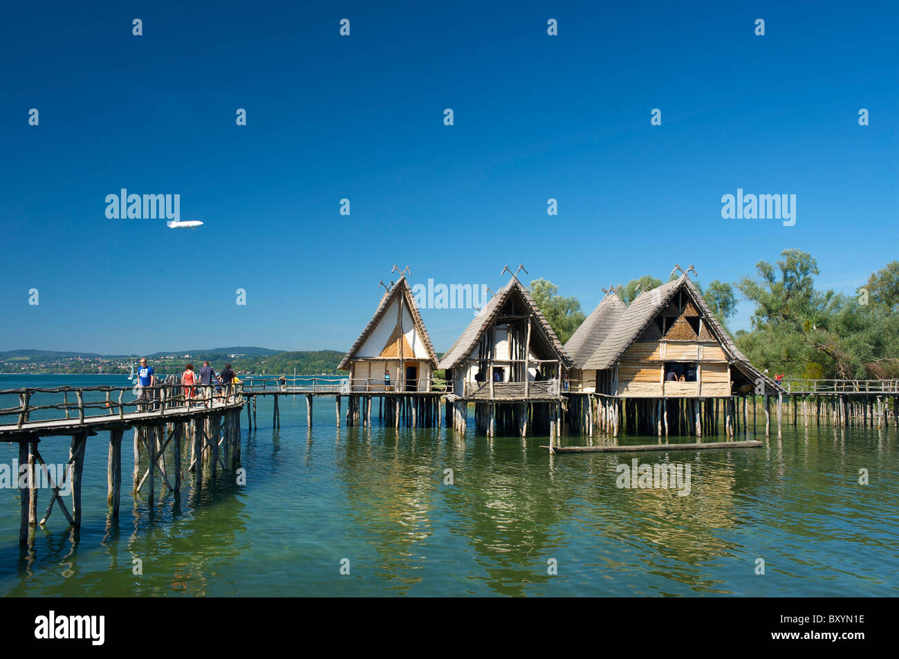 Stilt houses in Unteruhldingen, Lake Constance, Baden-Wuerttemberg, Germany Stock Photo