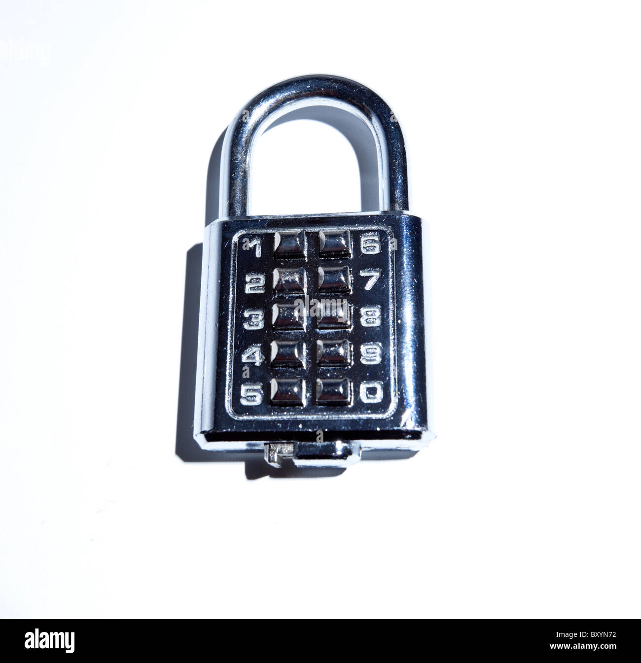 Cutout of chrome combination padlock Stock Photo Alamy