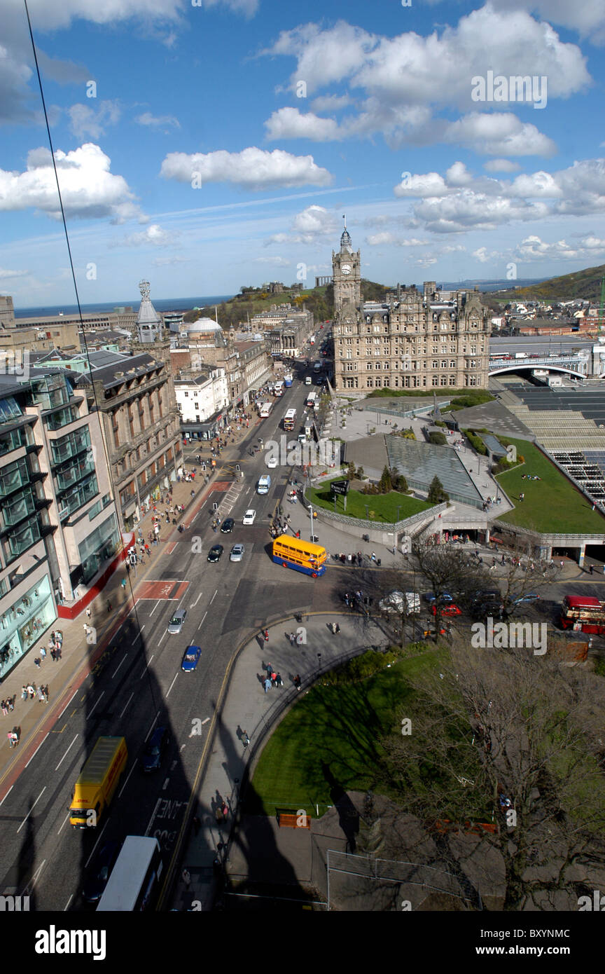 View of Princes Street Edinburgh from Scott's Monument Stock Photo
