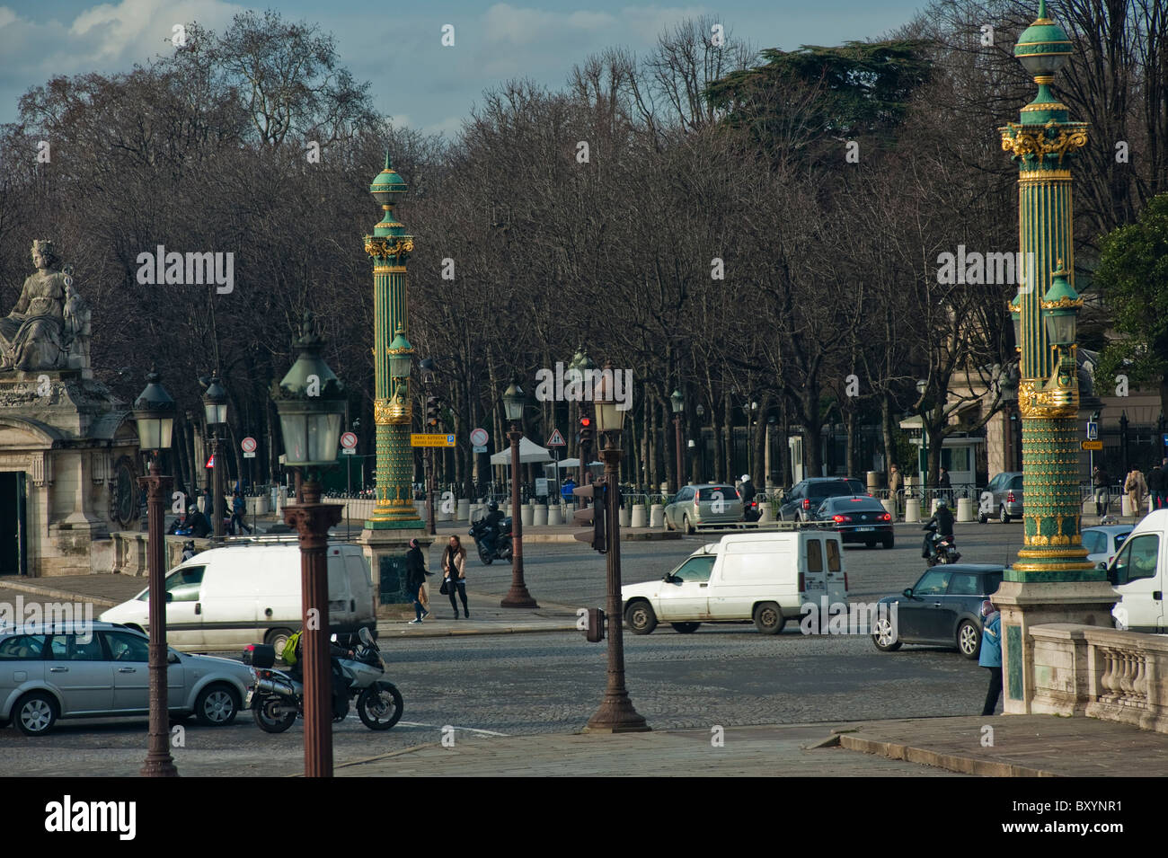 Paris, France, Street Scenes, French Historic Monuments, Place de la Concorde, scenic Winter, paris driving Stock Photo