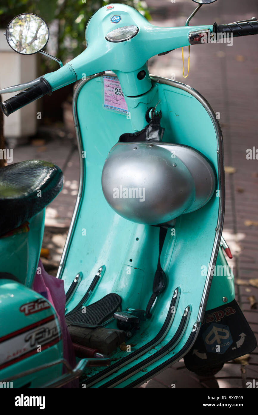Classic Vespa Scooter parked in Chinatown Bangkok Stock Photo - Alamy