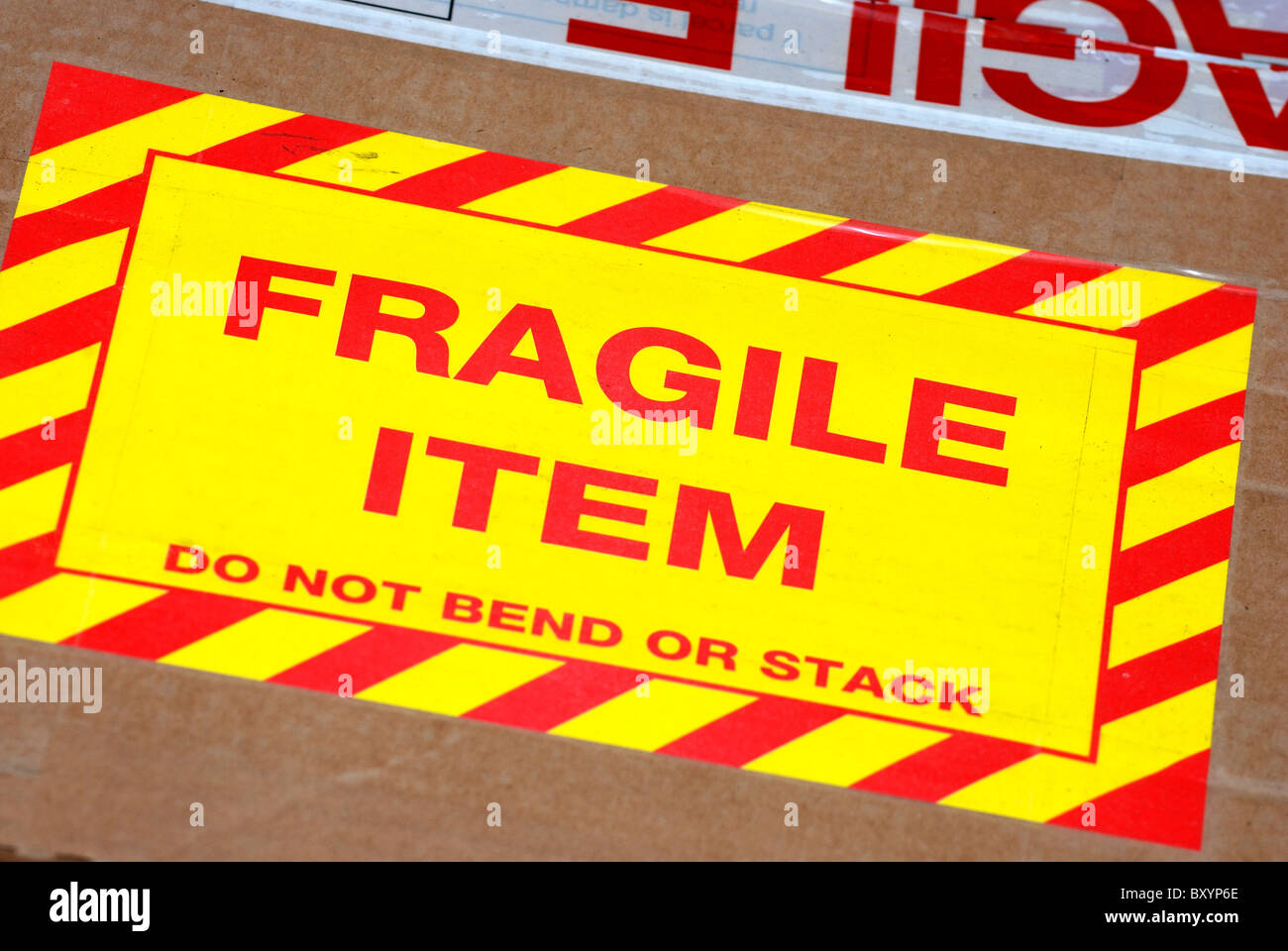 fragile item sticker england uk Stock Photo