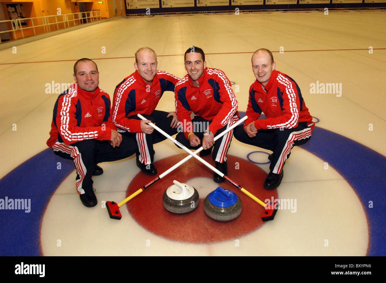 Team Great Britain men's curling winter Olympics Stock Photo