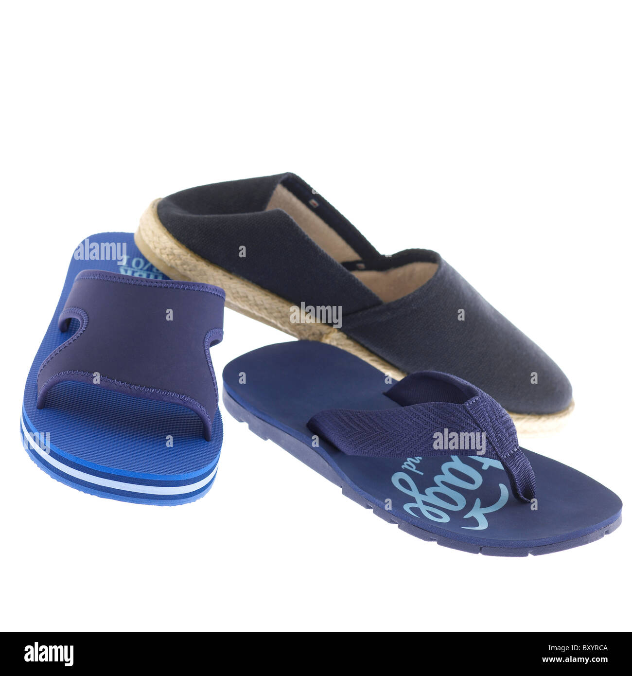 flip flops / thong, espadrille on white background Stock Photo - Alamy
