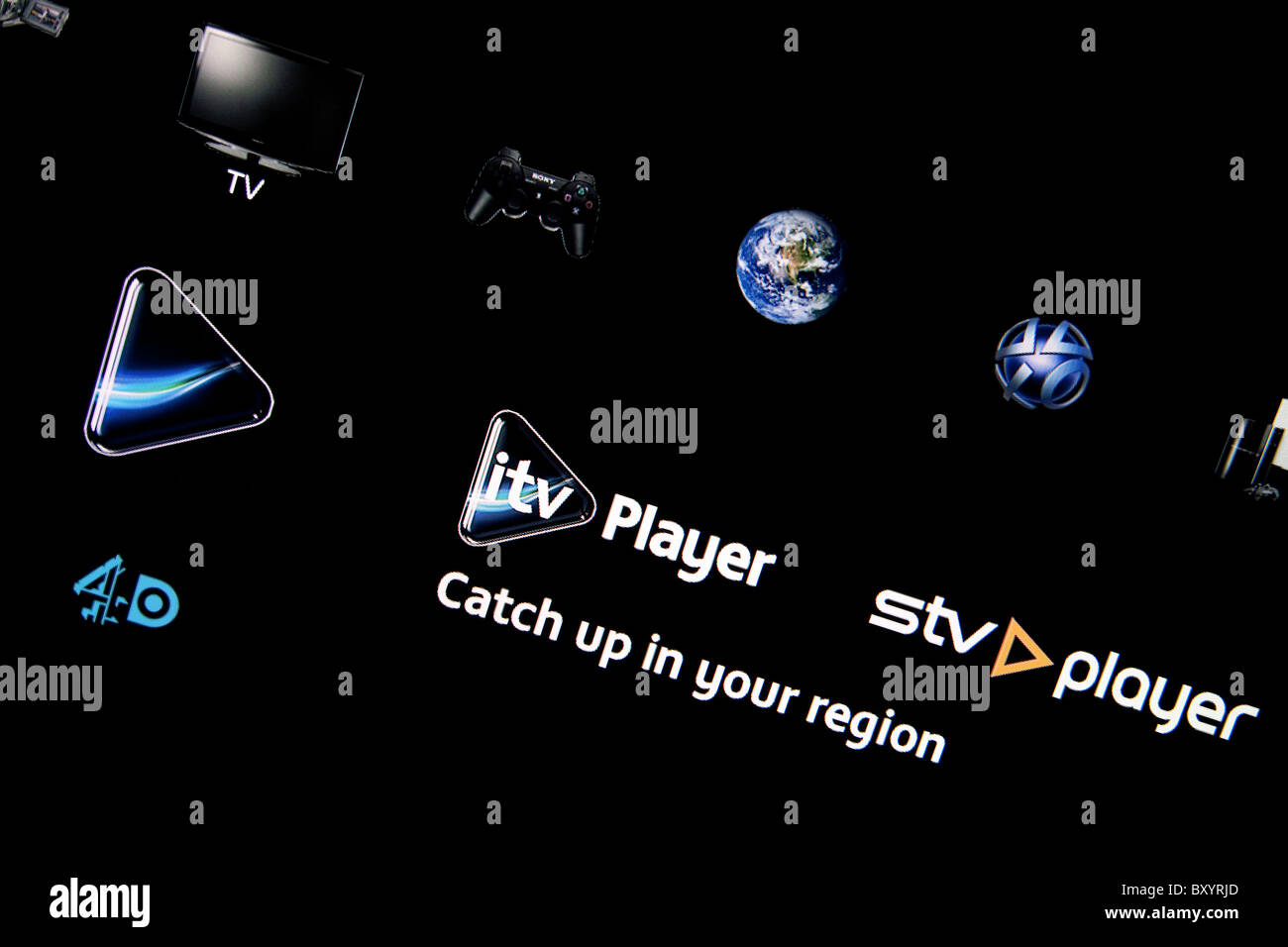 ITV Player online service as displayed on a HD High Definition LCD TV via a  Sony Playstation 3 PS3 UK Stock Photo - Alamy