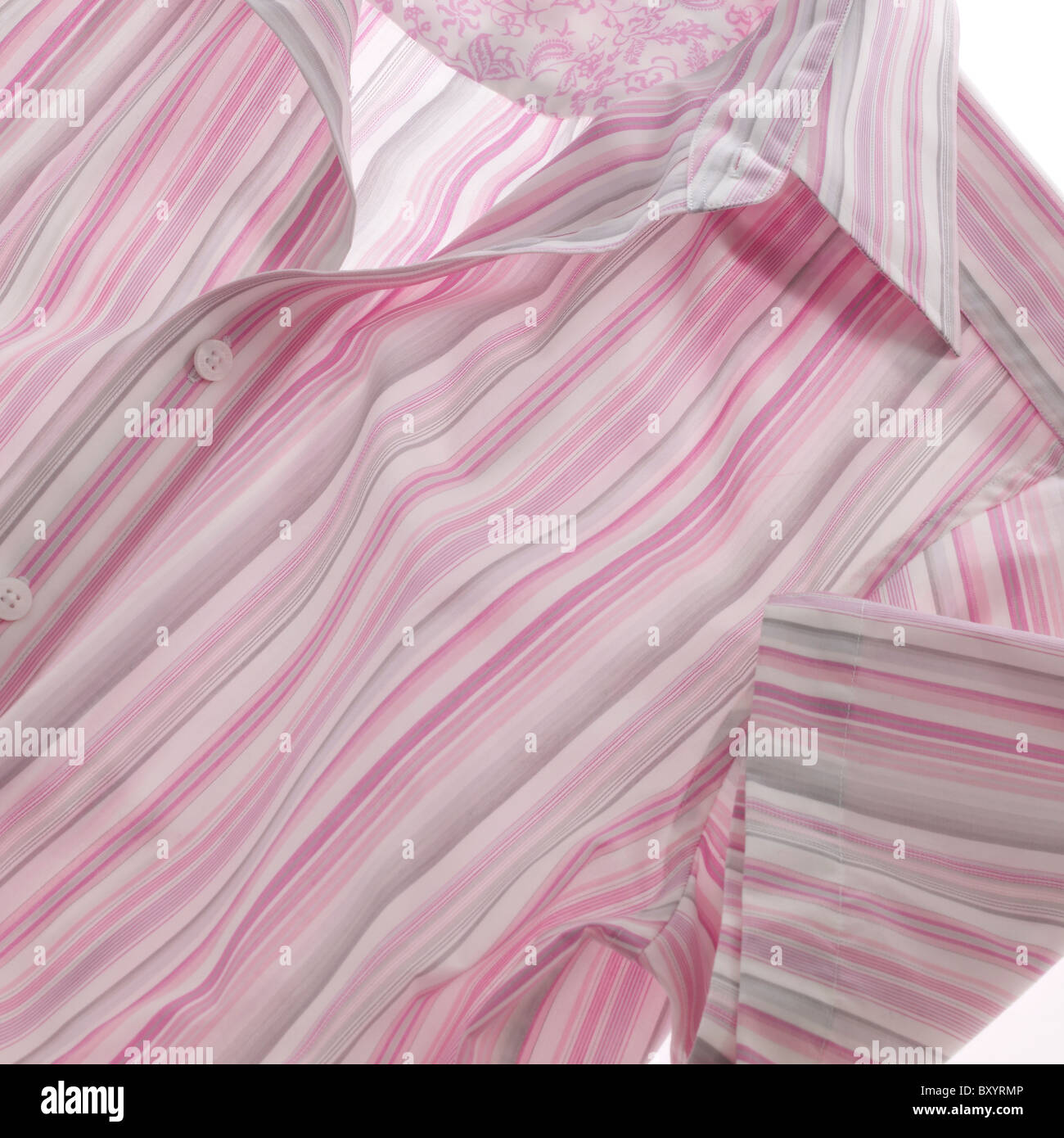 mens pink striped short sleeved shirt Stock Photo