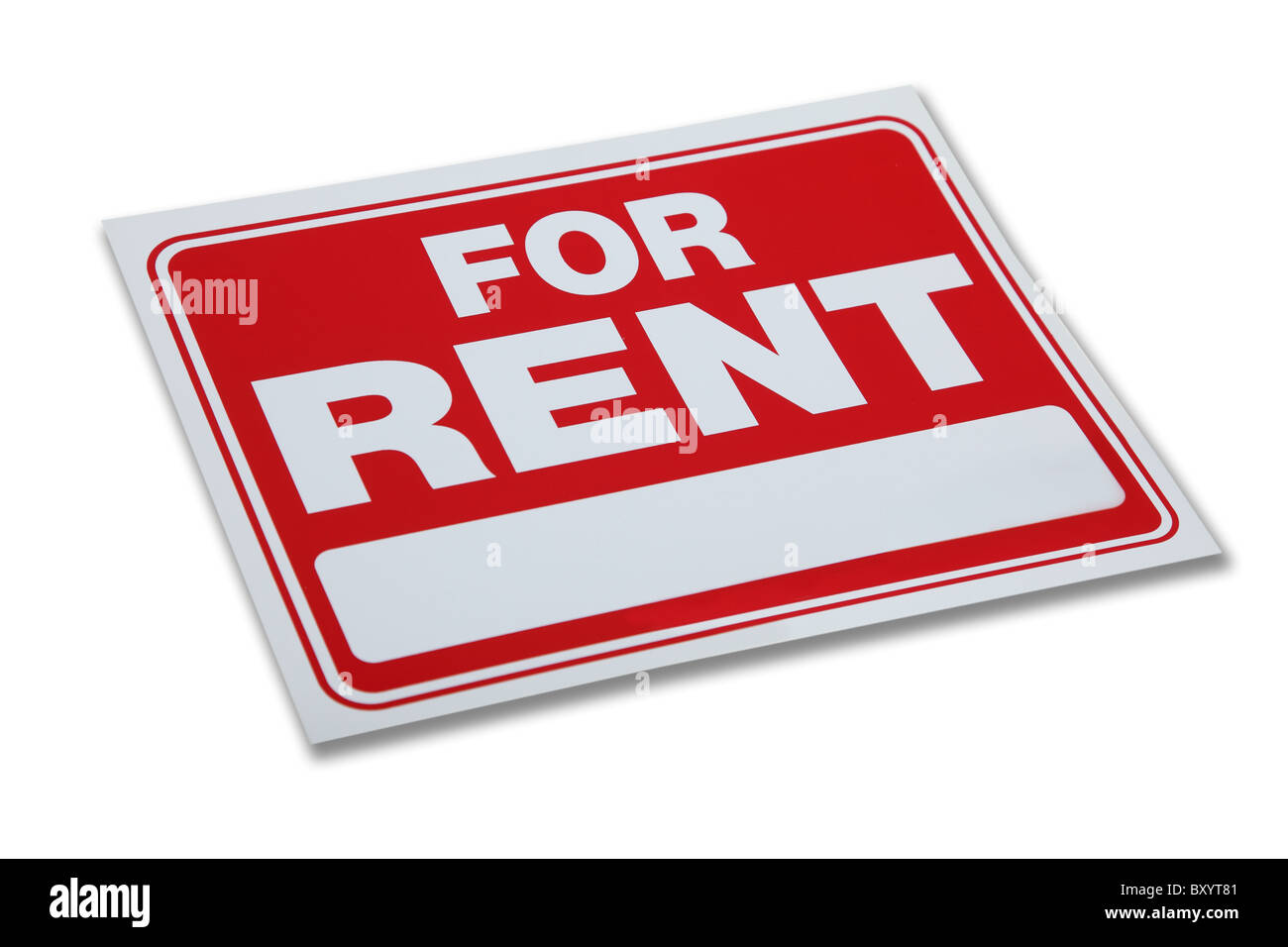 For Rent sign on white background Stock Photo