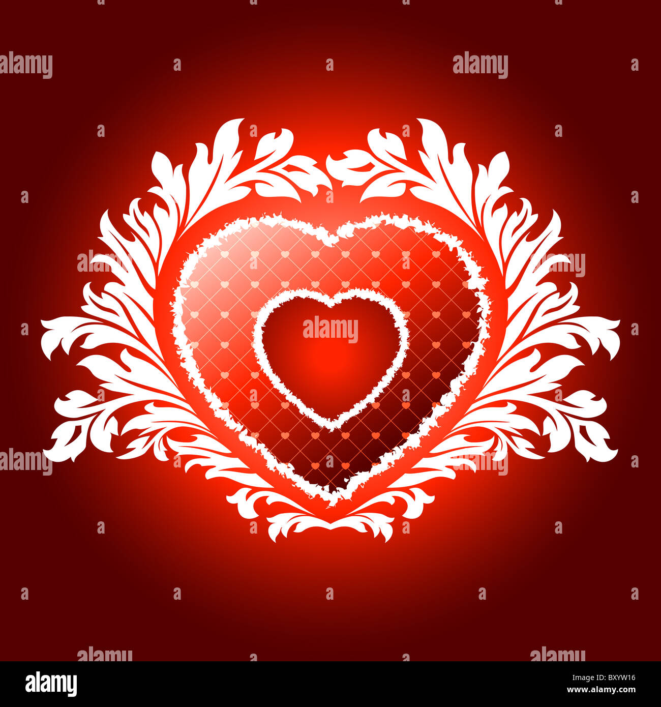 Vector Illustration Red Valentines Heart with Floral Pattern Stock ...