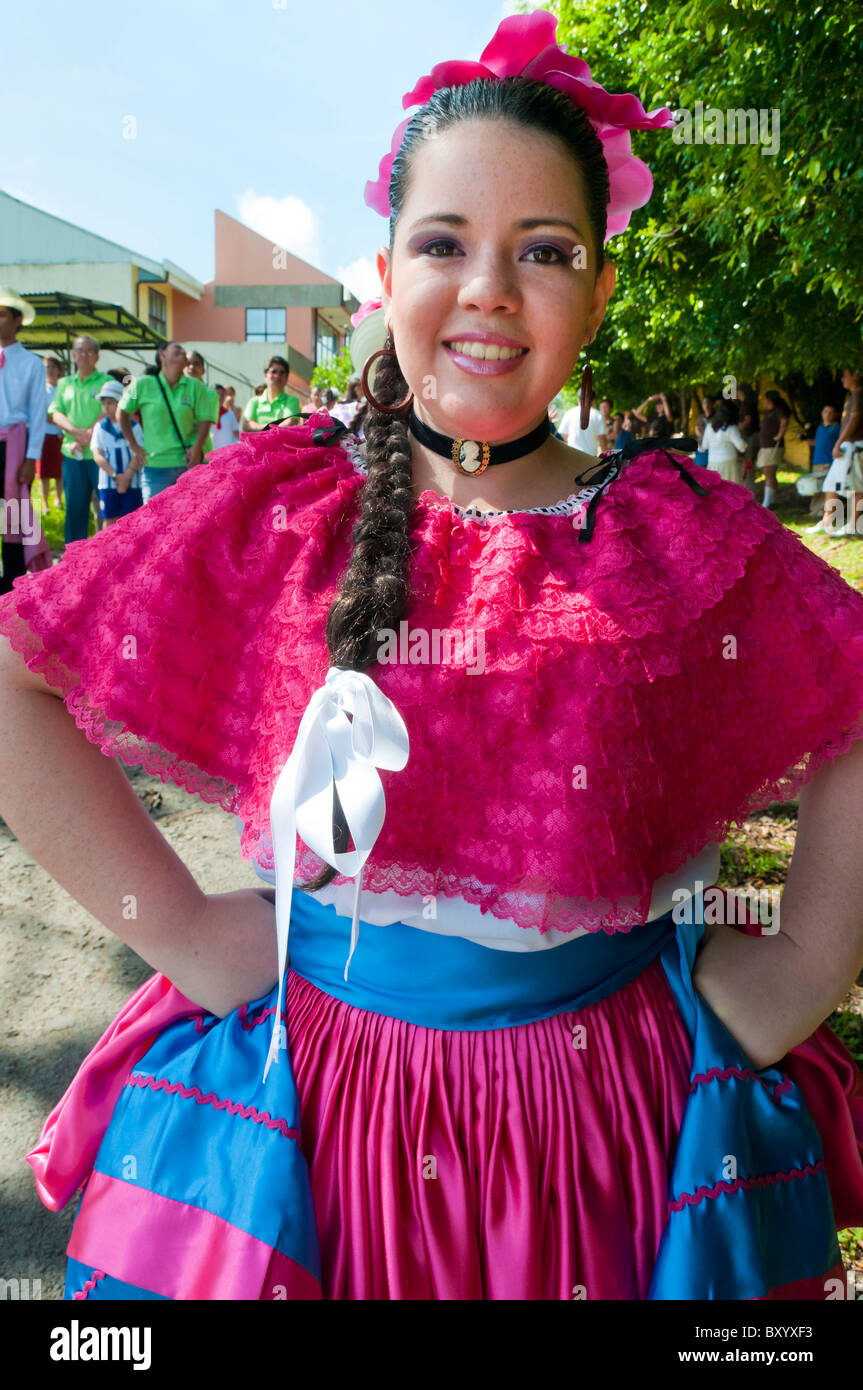 Woman Costa Rica National Day Stock Photo