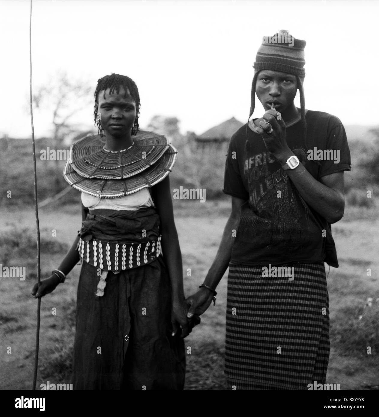 A couple in Kenya holding hands. Africa Stock Photo