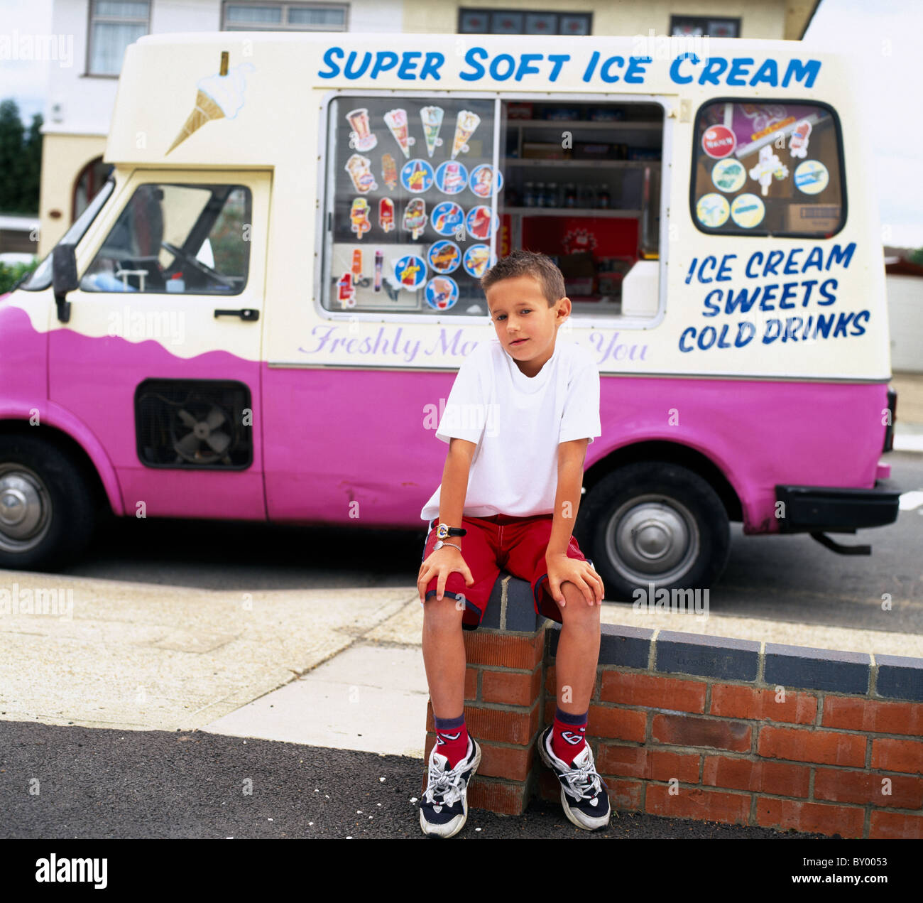 Boy waiting for an icecream in England in Great Britain in the United