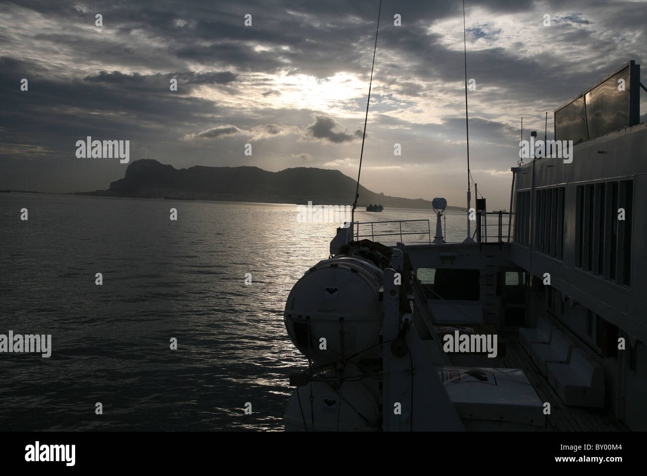 crossing the straights of Gibraltar on a ferry from Spain to morocco
