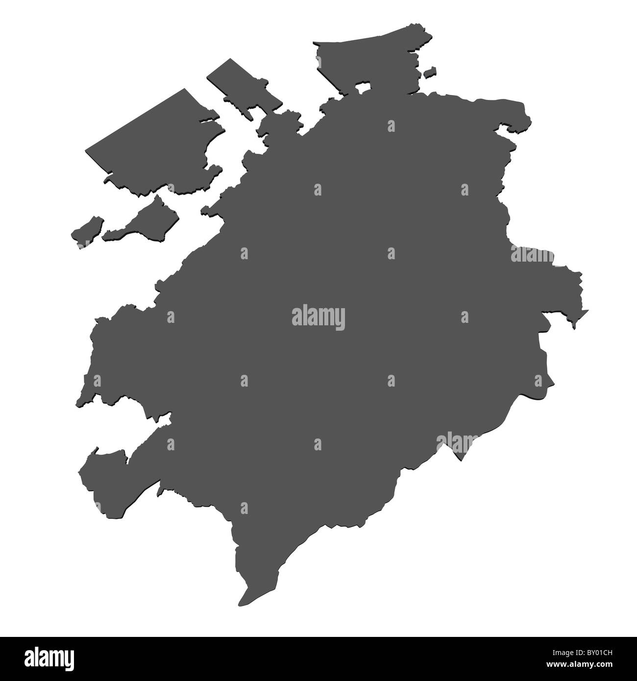 Isolated map of Fribourg- Switzerland Stock Photo