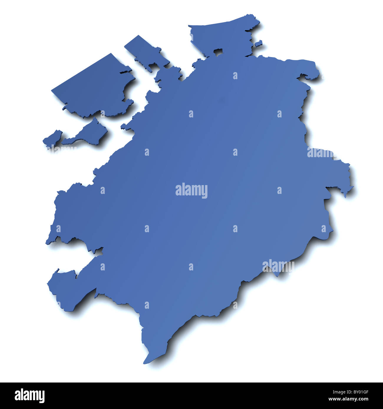 Map of canton Fribourg - Switzerland Stock Photo